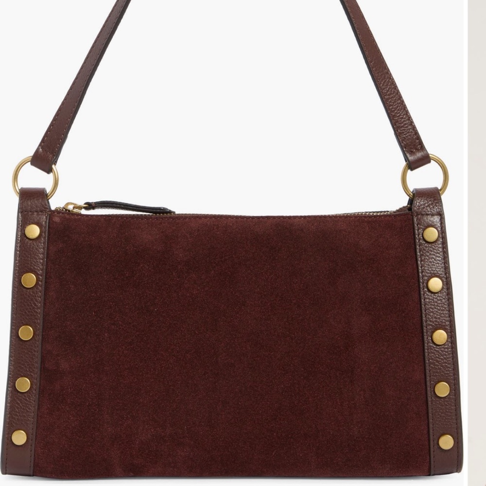 Vince Camaro Lisha Studded Brown Suede Shoulder Bag - Picture 7 of 12
